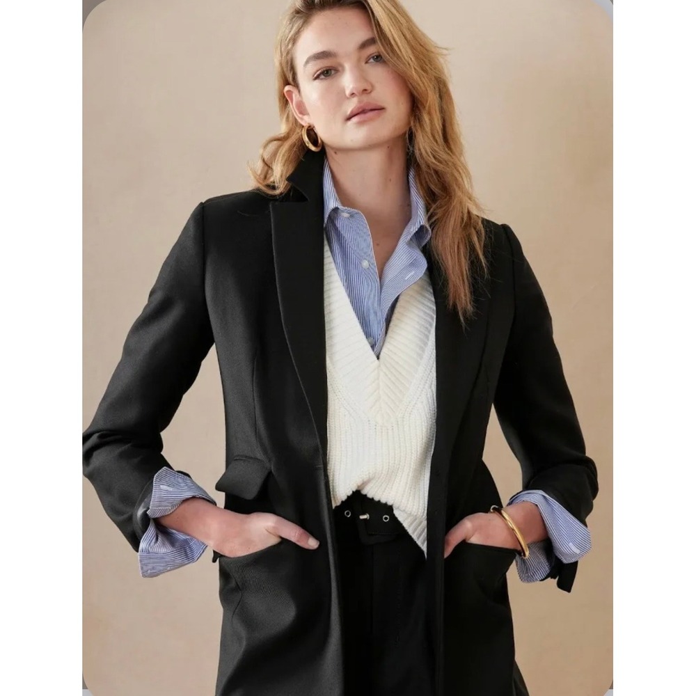 Banana Republic Lido Sculpted 100% Wool Single Button Tailored Blazer Size 6‎